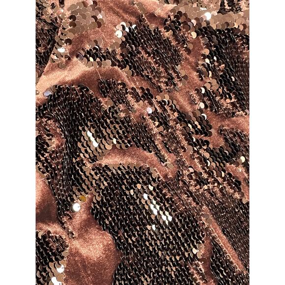 NWT Ciebon Chocolate Brown Burnout Velvet Sequin Long Sleeve Dress Women SZ XS - Picture 5 of 5